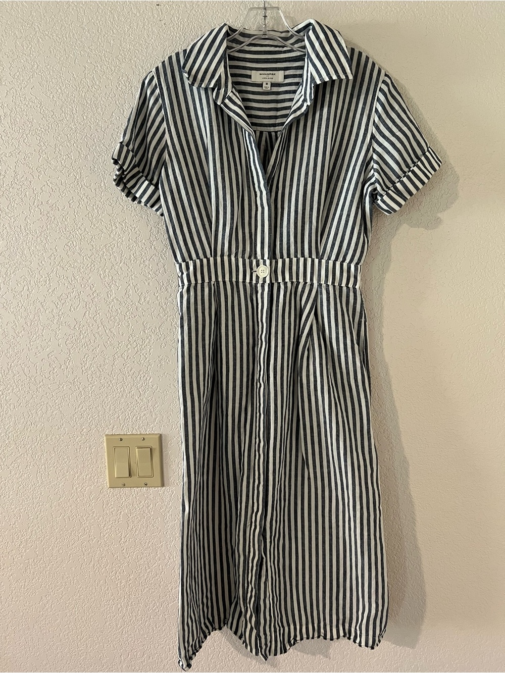 Banana Republic Black and White Striped Midi Dress